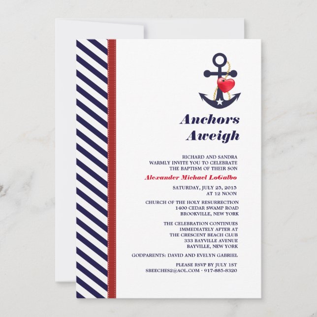 Invitación de Alex con Anchor Back (Anverso)