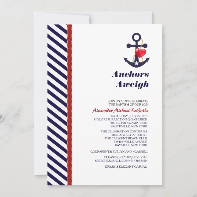 Invitación de Alex con Anchor Back (Anverso)