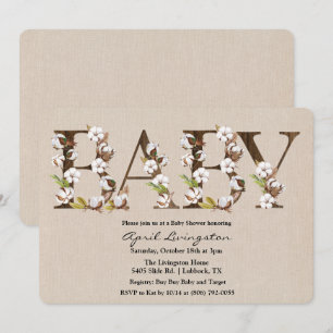 Invitación de alfabeto de algodón para baby shower
