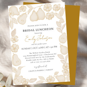 Invitación de almuerzo de boda Perfect Pear dorada
