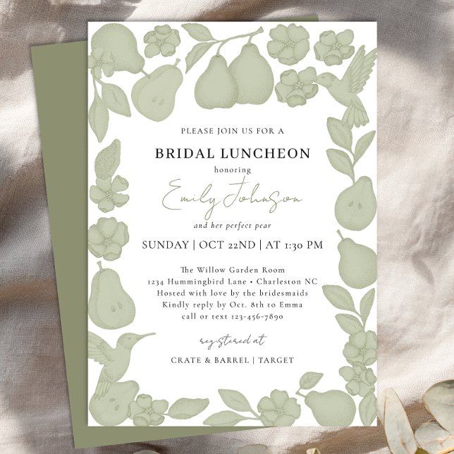 Invitación de almuerzo de boda Sage Green Perfect  (Bridal Shower Luncheon )