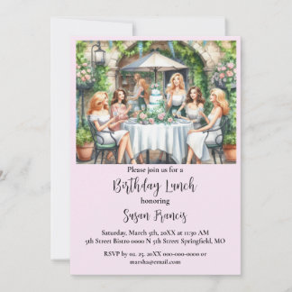 Invitación de almuerzo de cumpleaños para damas ch