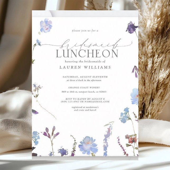 Invitación de almuerzo de dama de honor con flor s (Subido por el creador)