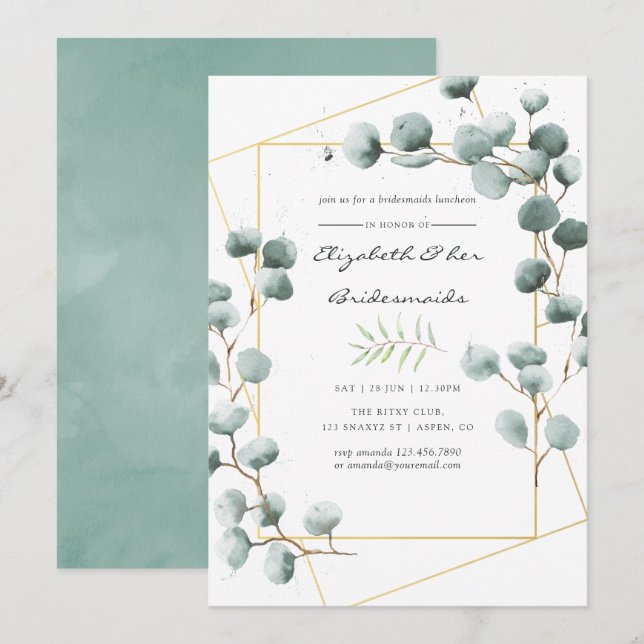Invitación de almuerzo de damas de honor con eucal (Anverso / Reverso)