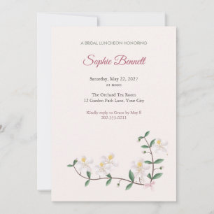 Invitación de almuerzo nupcial con flor blanca de