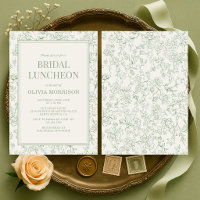 Invitación de Almuerzo Nupcial Floral Francés Verd