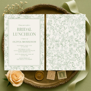 Invitación de Almuerzo Nupcial Floral Francés Verd