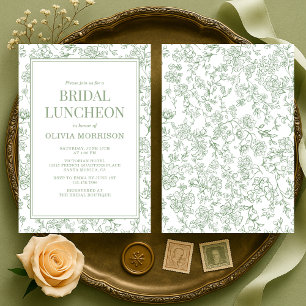 Invitación de Almuerzo Nupcial Floral Vintage Verd