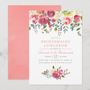 Invitación de almuerzo para damas de honor con flo