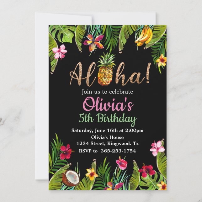 Invitación de Aloha Tropical Chalkboard (Anverso)