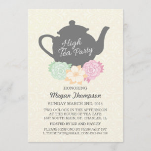 Invitación de alta temperatura a Damask y Teapot