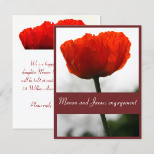 Invitación de amapola roja 4,25" x 5,5" Mate