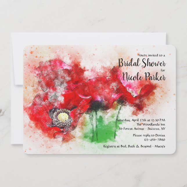 Invitación de amapolas rojas (Anverso)