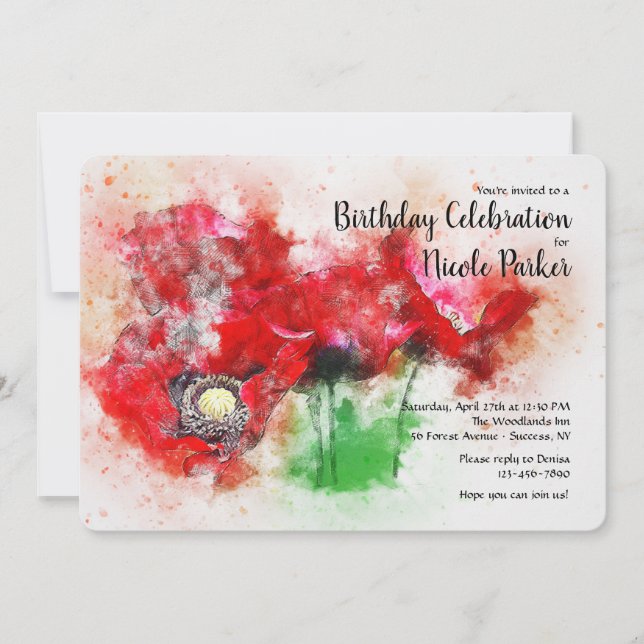 Invitación de Amapolas Rojas (Anverso)