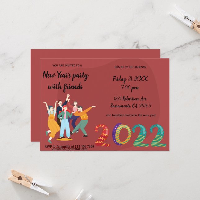 Invitación de amigos de vacaciones felices (Anverso/Reverso In Situ)