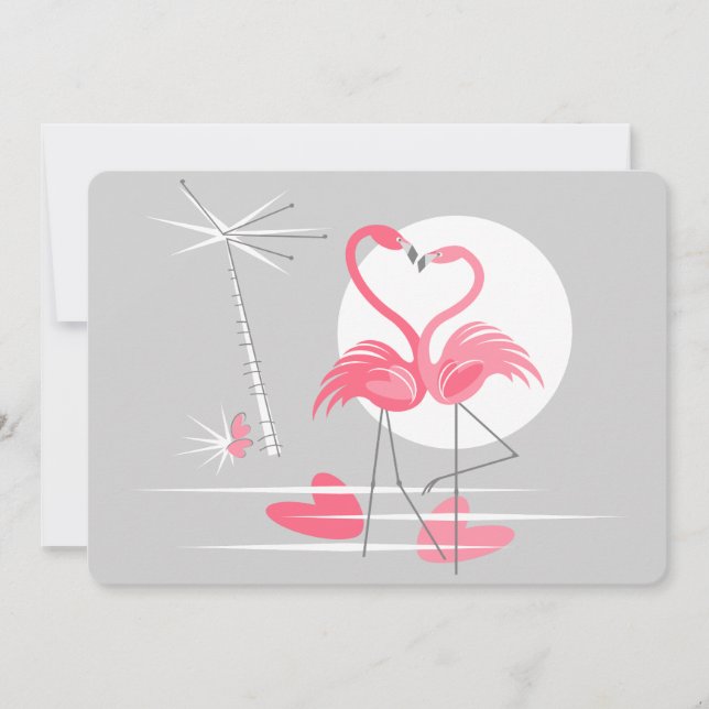 invitación de amor de flamenco horizontal (Anverso)