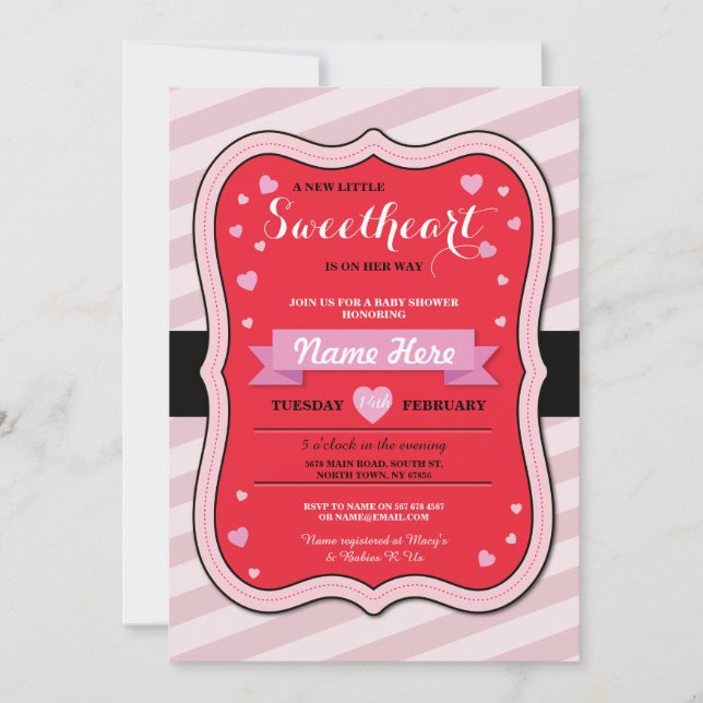 Invitación de amor para Chicas de Baby Shower de V (Anverso)