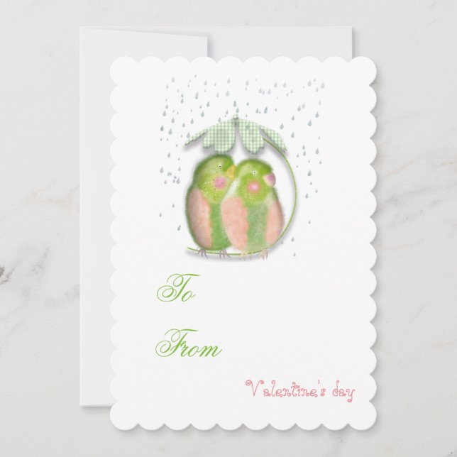 Invitación de amor para San Valentín de Lovebirds. (Anverso)
