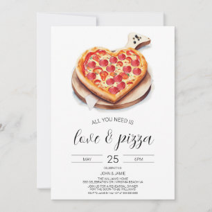 Invitación de amor y pizza, ducha de compromiso pa