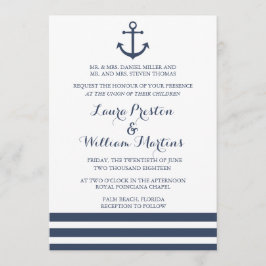 Invitación de Ancla Náutica y Boda a Rayas