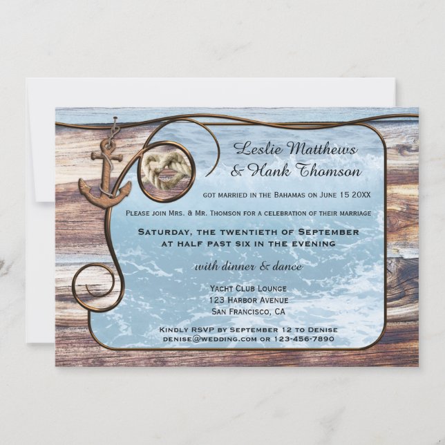 Invitación de Anclaje Náutico o Postal de Bodas (Anverso)