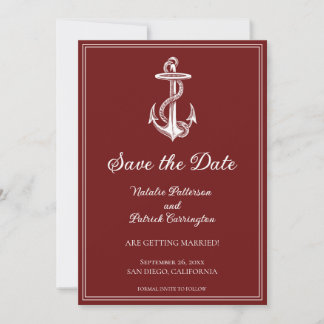 Invitación de Anclaje Náutico Rojo para Guardar la