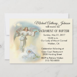 Invitación de ángel del bebé bautismal Guardian