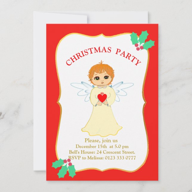 Invitación de Angelito para Fiesta de Navidad (Anverso)