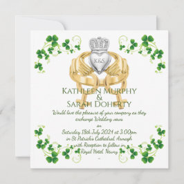 Invitación de Anillo Claddagh Femenino y Tréboles