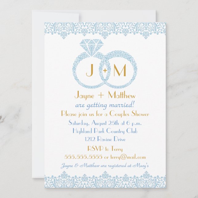 Invitación de Anillos de Boda de Encaje (Anverso)
