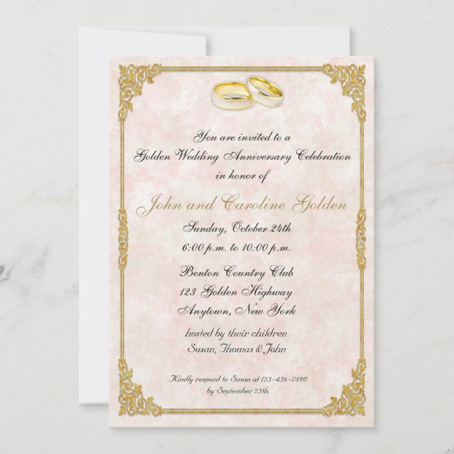 Invitación de Anillos de Boda por el 50º Aniversar (Anverso)