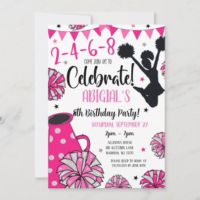 Invitación de animadora niña (Anverso)