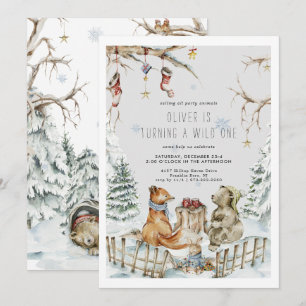 Invitación de Animal de Fiesta Navideña Salvaje de