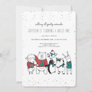 Invitación de Animal de Fiesta Salvaje de Navidad