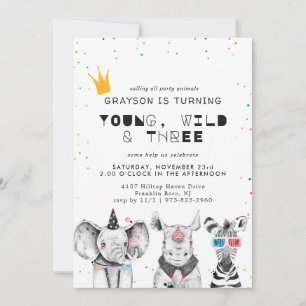 Invitación de animal de fiesta simple moderna