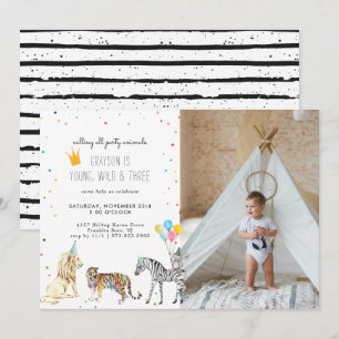 Invitación de animal de fiesta simple moderna