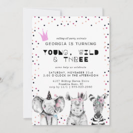 Invitación de animal de fiesta simple moderna