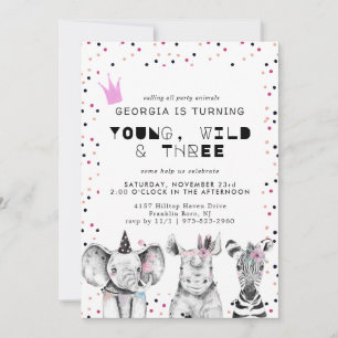Invitación de animal de fiesta simple moderna