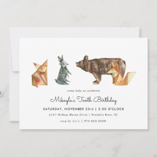Invitación de animal de origami simple moderno