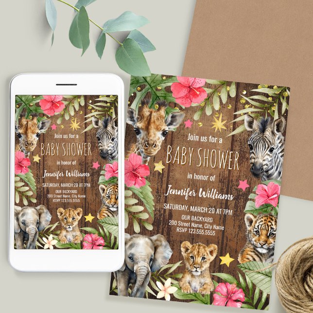 Invitación de animales bebés para baby shower de s (Subido por el creador)