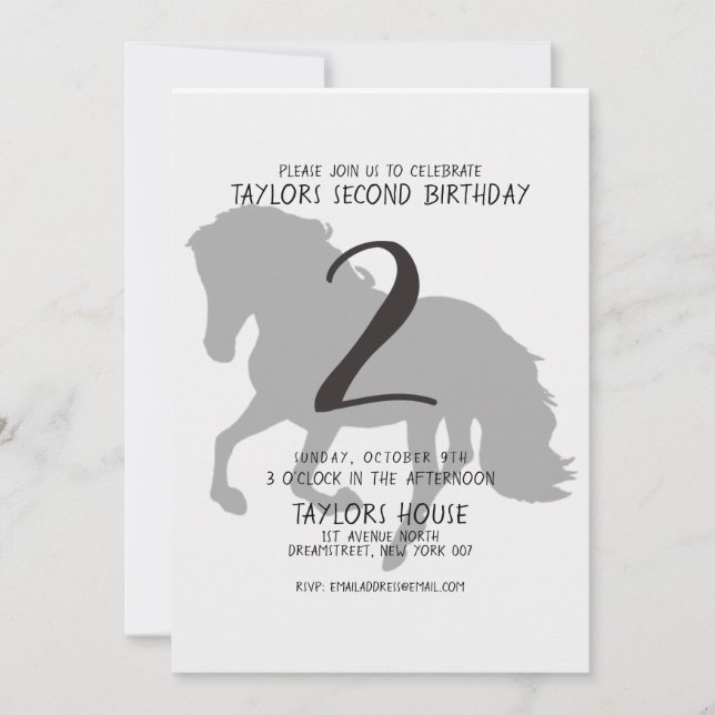 Invitación  de animales de granja de silueta de caballo Fiest (Anverso)