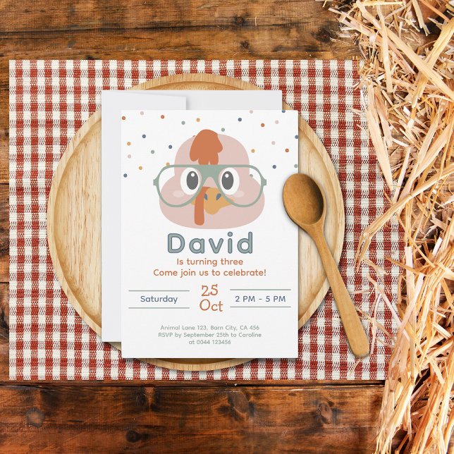 Invitación de animales de granja | Invitación de c (Farm Animals Birthday Invitation Chicken)