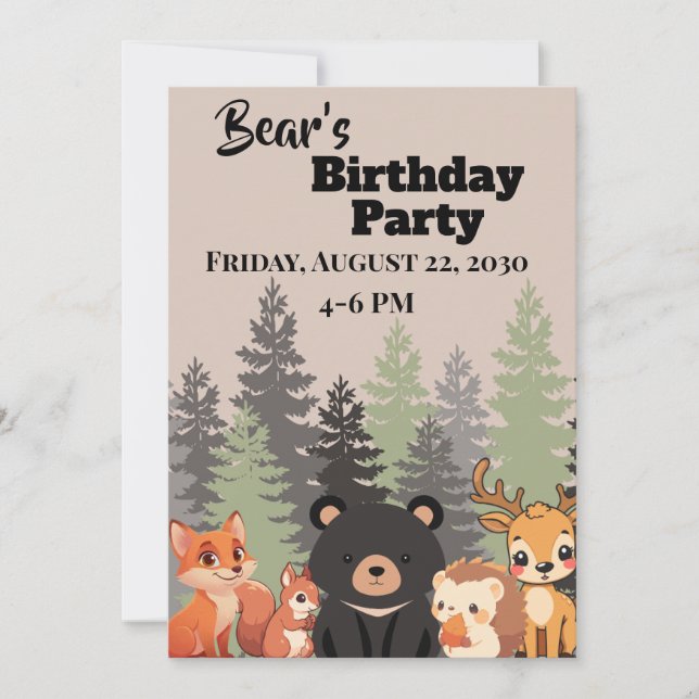Invitación de Animales del Bosque (Anverso)
