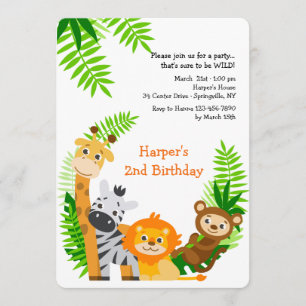 Invitación de Animales Lindo de la Jungla