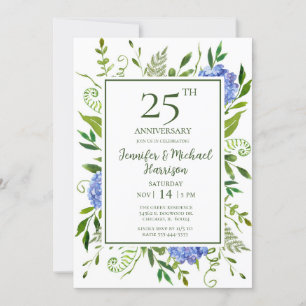 Invitación de aniversario 25 de Hortensias Azules