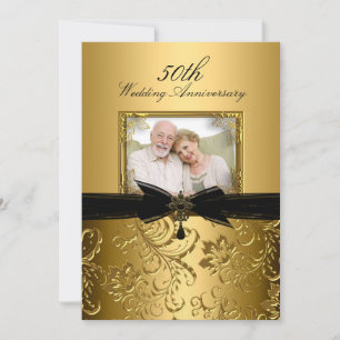 Invitación de aniversario 50 de oro floral en espi