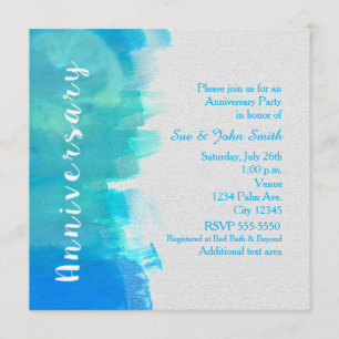 Invitación de aniversario acuarela tropical azul