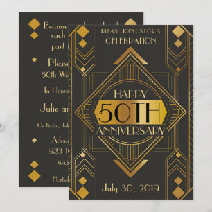 Invitación de aniversario Art Deco elegante para 5