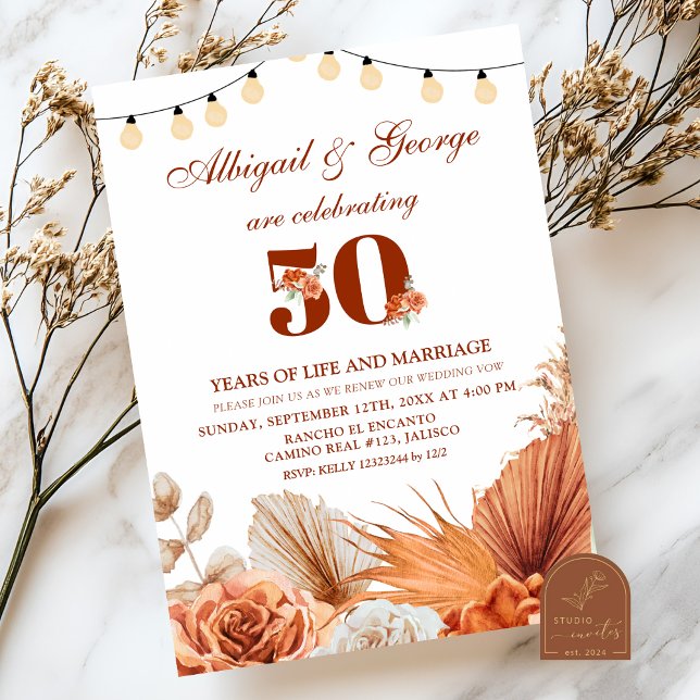 Invitación de aniversario Boho Teracotta Seguimos  (Subido por el creador)