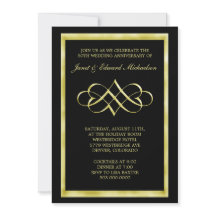 Invitación de aniversario con remolino de corazón